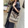 New leather cowhide with canvas bucket bag vegetable basket tote bag shoulder crossbody handbag women's bag