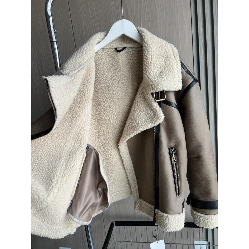 Winter New Arrival Traf Women's Fashion Oversized Belted Skirted Hem Double-Sided Collar Faux Fur Jacket