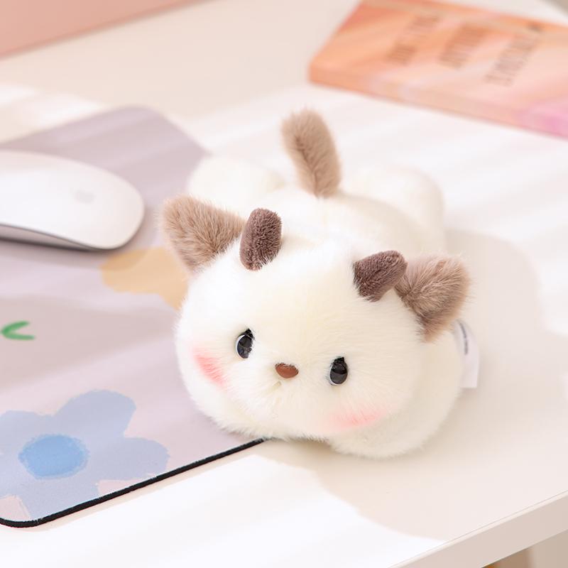 6 Styles Cuddly Lying Prone Cartoon Animal Plush Toys Soft Fluffy Panda Dog Bear Doll Lovely Desktop Pets Kawaii Gift To Girls