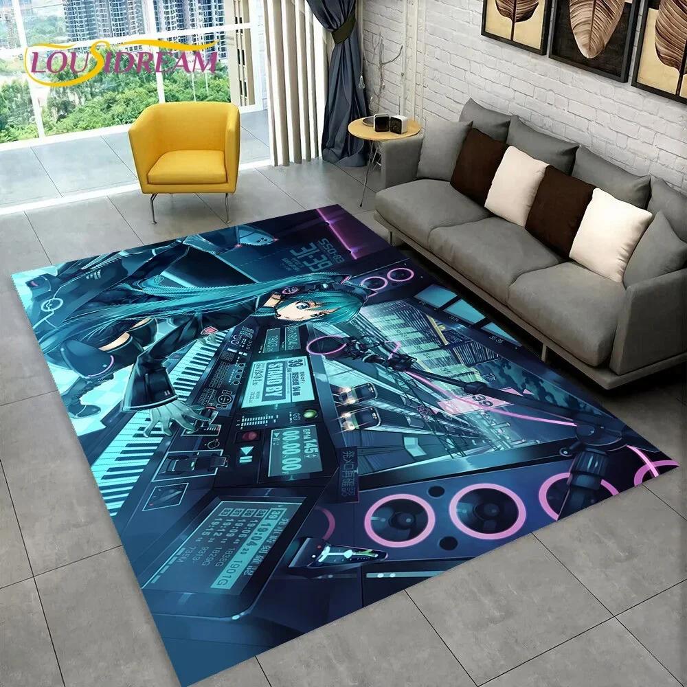 Japan Music Cartoon Characters Miku Carpet Rug for Home Living Room Bedroom Sofa Doormat Decor,kids Area Rug Non-slip Floor Mat