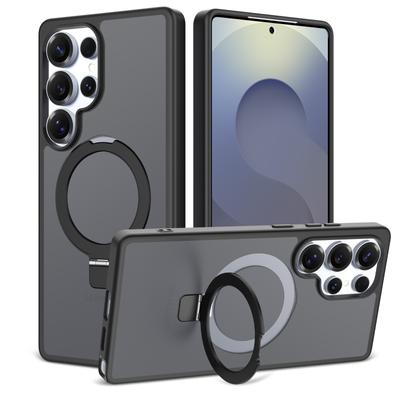 Samsung S25edge için Buzlu Yarı Şeffaf Standlı Telefon Kılıfı 2'si 1 Arada Manyetik 24Ultra Telefon Kılıfı