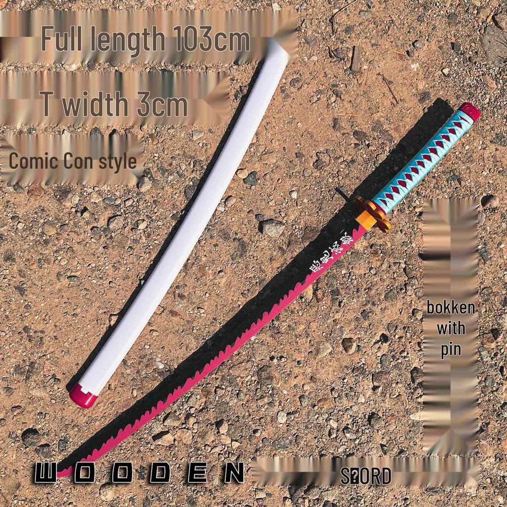 Tanjiro's Demon Slayer Nichirin Toy Sword for Kids - Bamboo Samurai Prop with Scabbard.