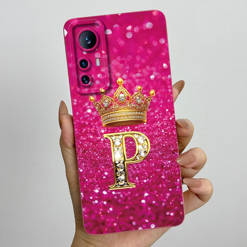 For Xiaomi 12 Lite Case Xiaomi 12T Pro 5G Casing Crown Letter Couple Phone Case Soft Liquid Silicone Lens Protective Back Cover