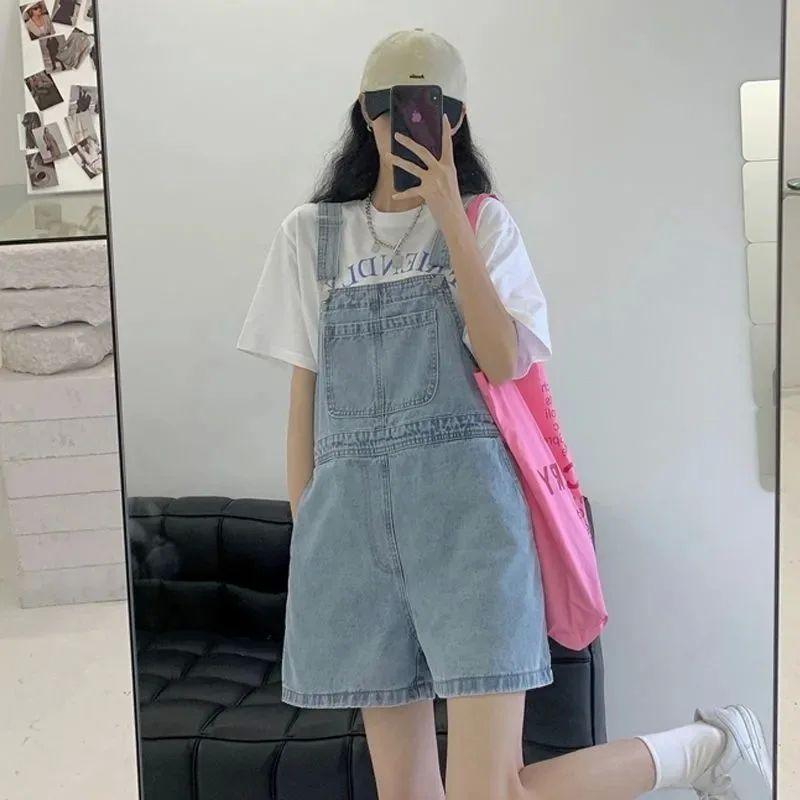 Summer Baggy Denim Overalls Girl Summer Loose Jumpsuit Denim Suspenders Women