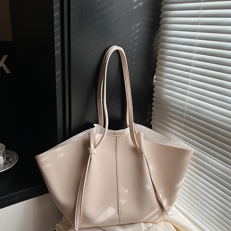 Vintage High-end Large Capacity Single Shoulder Tote Bag Lychee Patterned Handbag Armpit Bag Daily Commuting and Shopping