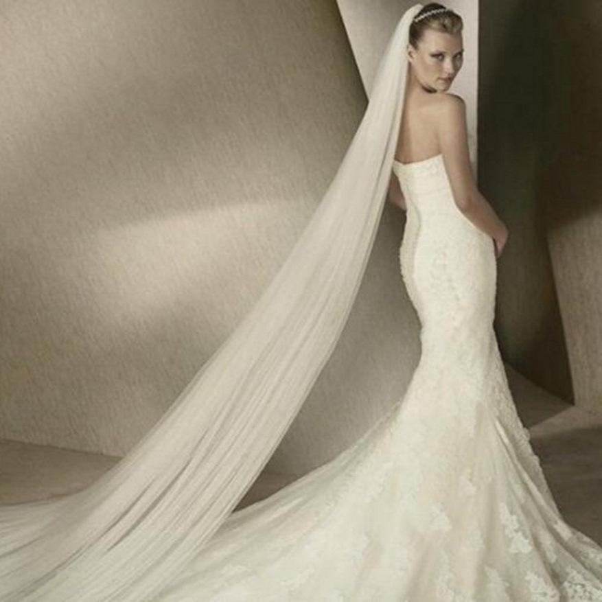 Jednoduchý svatební závoj: Jednovrstvý, Dvojvrstvý nebo Třívrstvý, 2m/3m Dlouhý se Železným Hřebenem