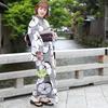 Adult Plus Size Yukata Set with Separate Set Large Morning Glory Pattern with Shibori Sizes Women's Obi, 3-Piece (3. Pattern, 4L-5L)