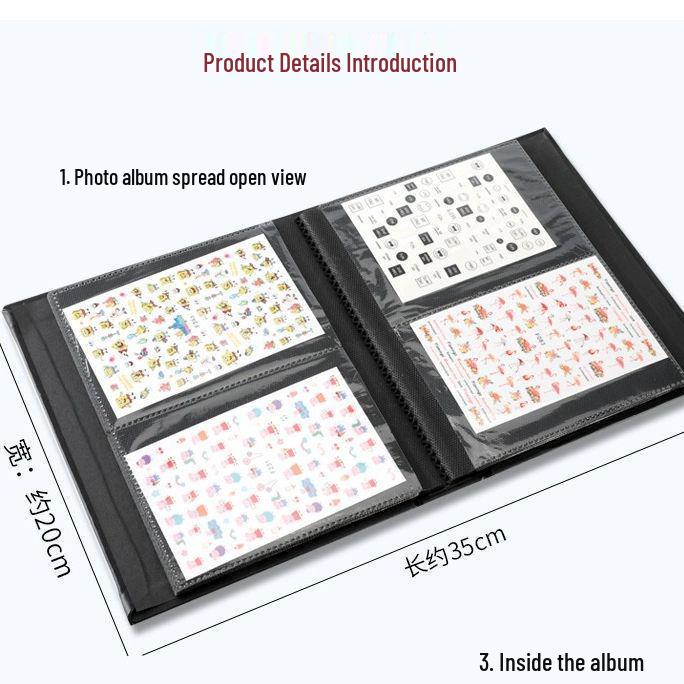 Libro Organizer in Ecopelle PU per Adesivi per Nail Art Minimalista Giapponese