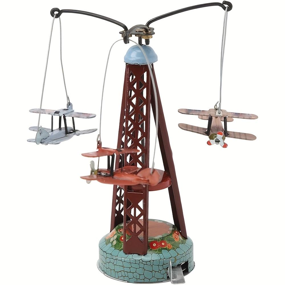 

Vintage Tinplate Rotating Biplane Toy,Hand Painted Metal Wall Decor with Turquoise,Red Accents,Unique Gift for Birthdays, Christmas, Collectors Variant