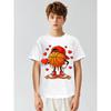 European Sizes Soft Breathable Valentine Basketball Heart Drip Sport Valentines Day T-Shirt for Kids | Boys & Girls Graphic Tee - Round Neck