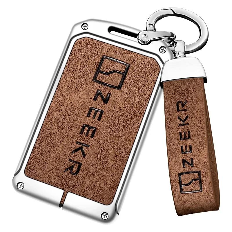 New Zinc Alloy+Leather Tpu Car Smart  Card Slice Remote Key Bag Protective Shell Buckle For Zeekr 001 009 Accessories