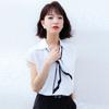Mall 1116 Women's Summer New Occupation with Ribbon Decorative Chain Short Sleeve Shirt 1111119