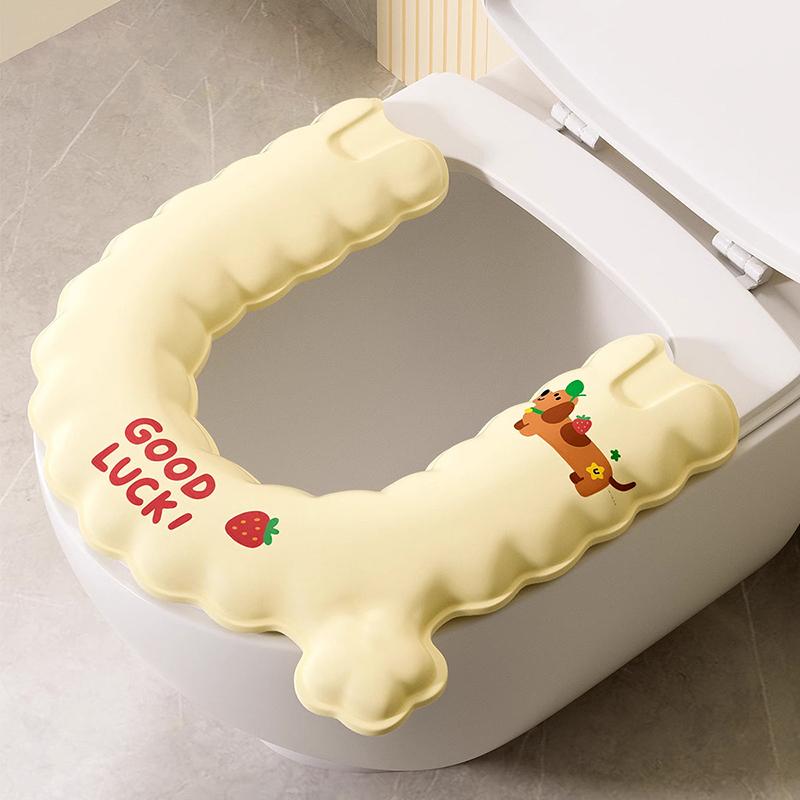 Новая всесезонная универсальная водонепроницаемая моющаяся полуупаковочная подушка на сиденье унитаза Утолщенная мультяшная клейкая подушка на сиденье унитаза