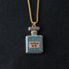 Exquisite Rhinestone-Inlaid Perfume Bottle Pendant Necklace & Car Keychain