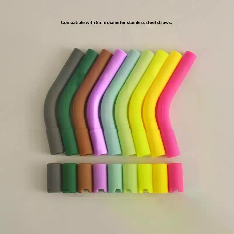 Reusable Stainless Steel Straws Colorful Soft Silicone Tips For Smoothies Juices Cocktails Home Parties Daily Use