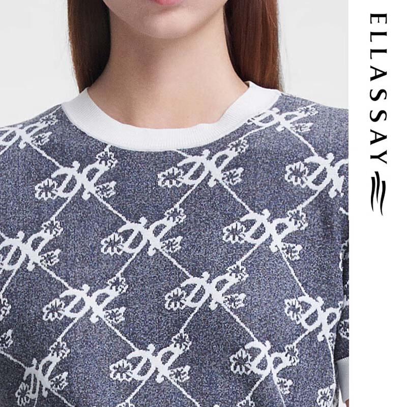 ELLASSAY Color-Block Monogram Knit Top