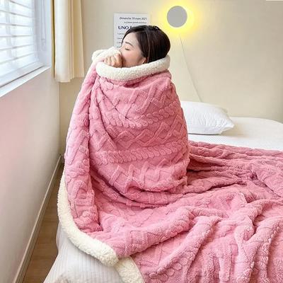 Winterdecke aus Lammwolle, dick, doppelseitig, Mikrofaser-Flanell, superweich, Überwurfdecke fürs Bett, bequem, warm, Doppelbett