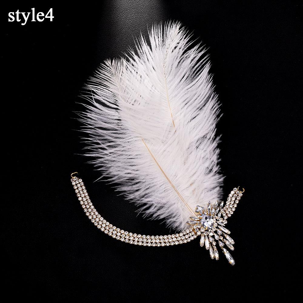 Vintage Exquisite Feather Headband Elegant Women Accessories Performance Show Crystal Sequin Masquerade Hair Band Rhinestone New
