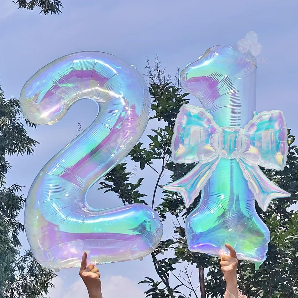 Colorful Transparent Digital Balloon Colorful Bow Balloon, Used for Birthday Parties and Anniversary Decoration
