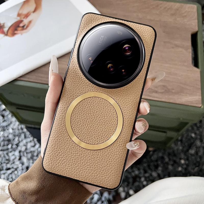 Pro pouzdro Xiaomi 15 Ultra Kompatibilní s MagSafe PU kůže+TPU Zadní kryt telefonu