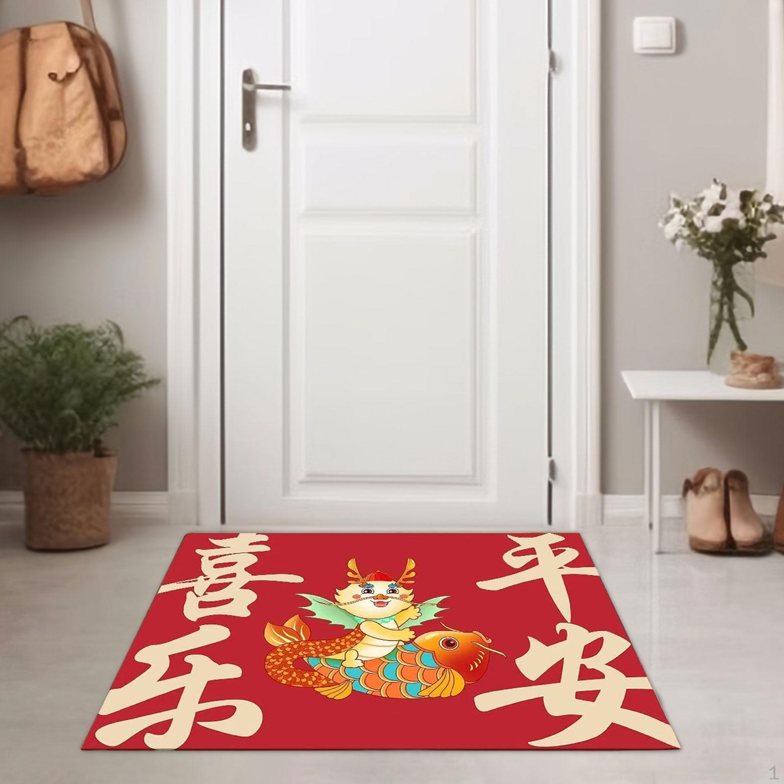 Festive Red Chinese Year Indoor Doormat for Home Entryway Style D