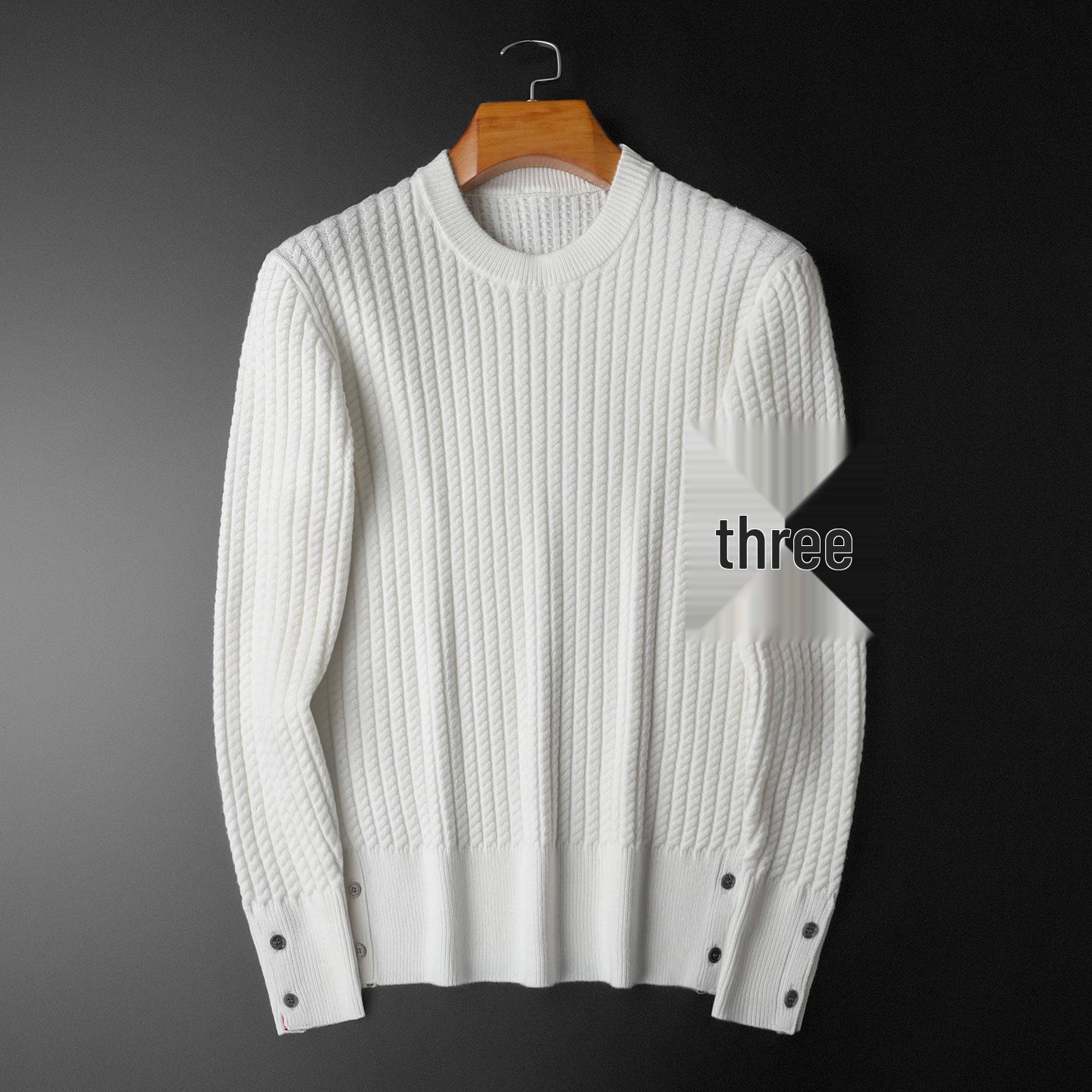 2025 European Style Men s Long-Sleeve Round Neck Fashion Sweater 3XL белый