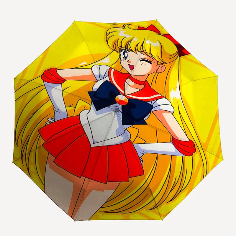 1pc Sailor Moon Inspired Umbrella Auto Open Close, Portable 3-Fold Design, 8-Bone Iron Frame, Outdoor, Perfect Gift for Fans, Travelers, Everyday Use.