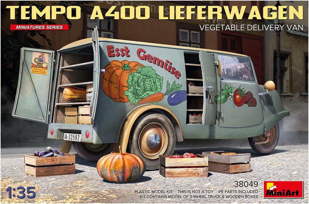 Miniart Tempo A400 Leafer Wagen Vegetable Delivery Van Plastic Model MA38049 1/35