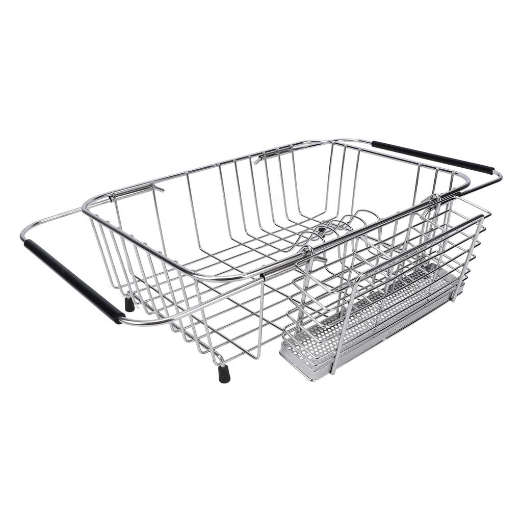  Kitchen Sink Dish Rack with Chopsticks Holder Stainless Steel Expandable Dish Drying Draining Basket 