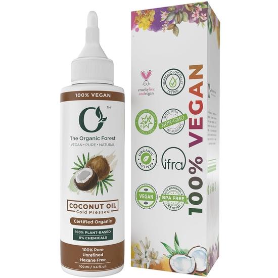 Organic Forest 100% Chemical Free Pure Cold Pressed Coconut Oil | Coconut Oil Cold Pressed,Cold Pressed Pure Coconut Hair Oil | 100 ML