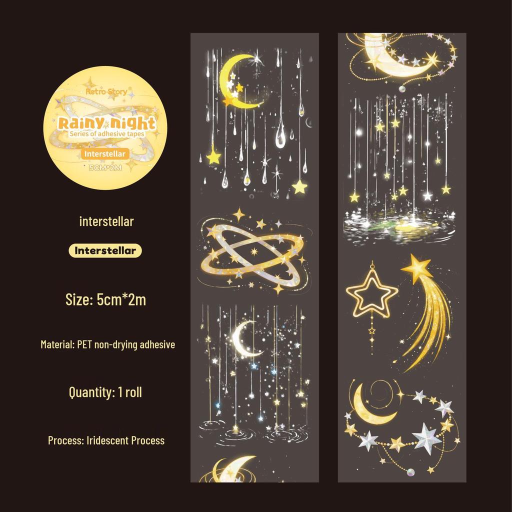RetroStory Rainy Night Laser Scenery Journal Stickers Tape
