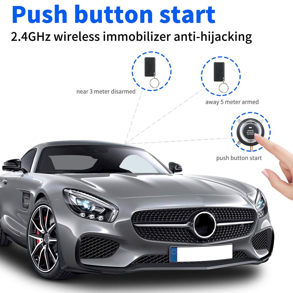 Car Keyless Entry Starter System Engine Start Alarm System 12V Car Remote Starter Stop System
