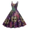 Women's Halloween Print Sexy Off-The-Shoulder Punk Vintage Dress