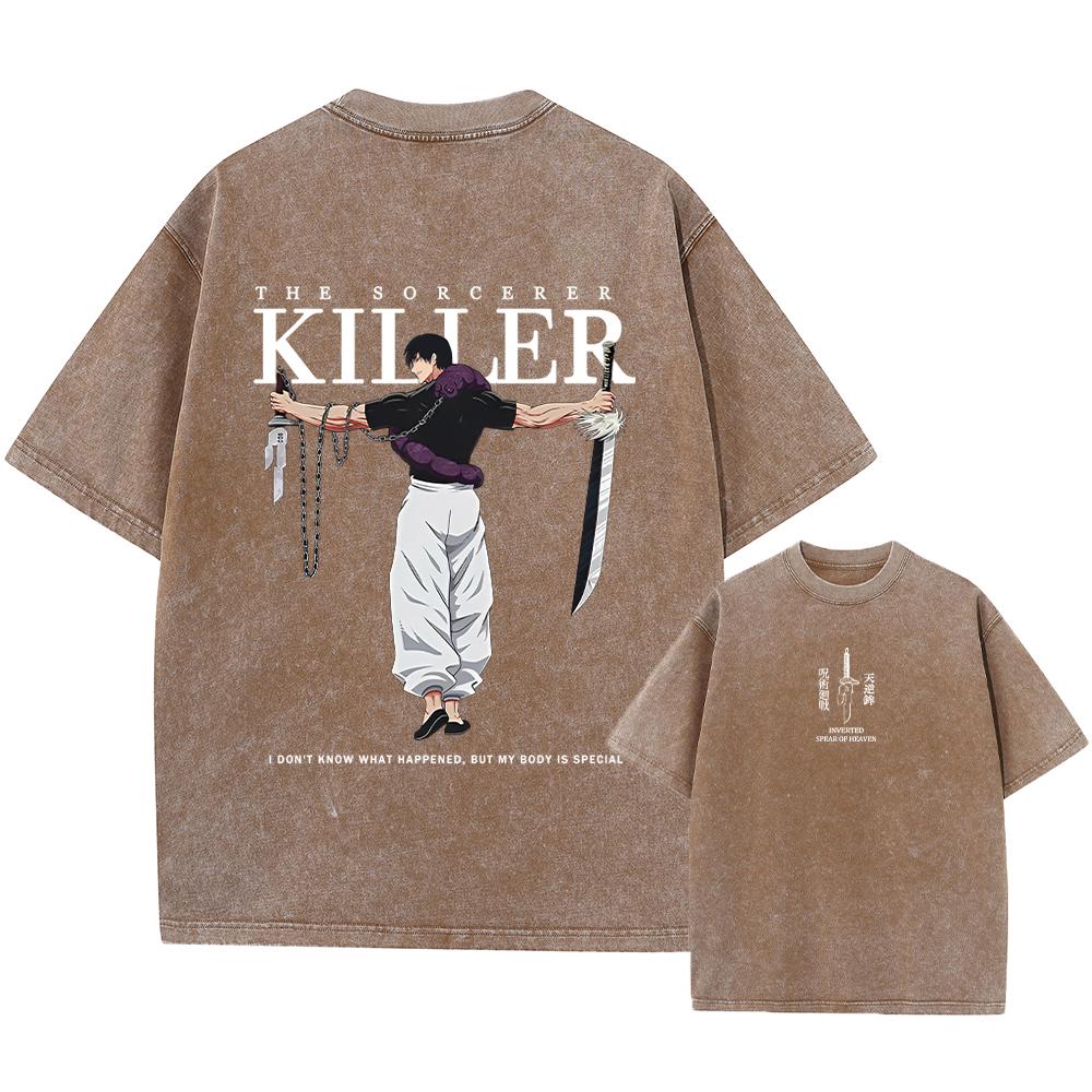 Anime Jujutsu Kaisen Fushiguro Toji Printed T Shirt Men Women Manga Tshirts Washed Cotton T-shirt Harajuku Unisex Oversized Tee