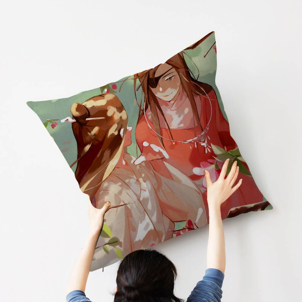 1pc Heavenly Officials Blessing Animation Cushion Cover Car Throw Pillow Case For Sofa Car Christmas Gift 40x40cm 45x45cm