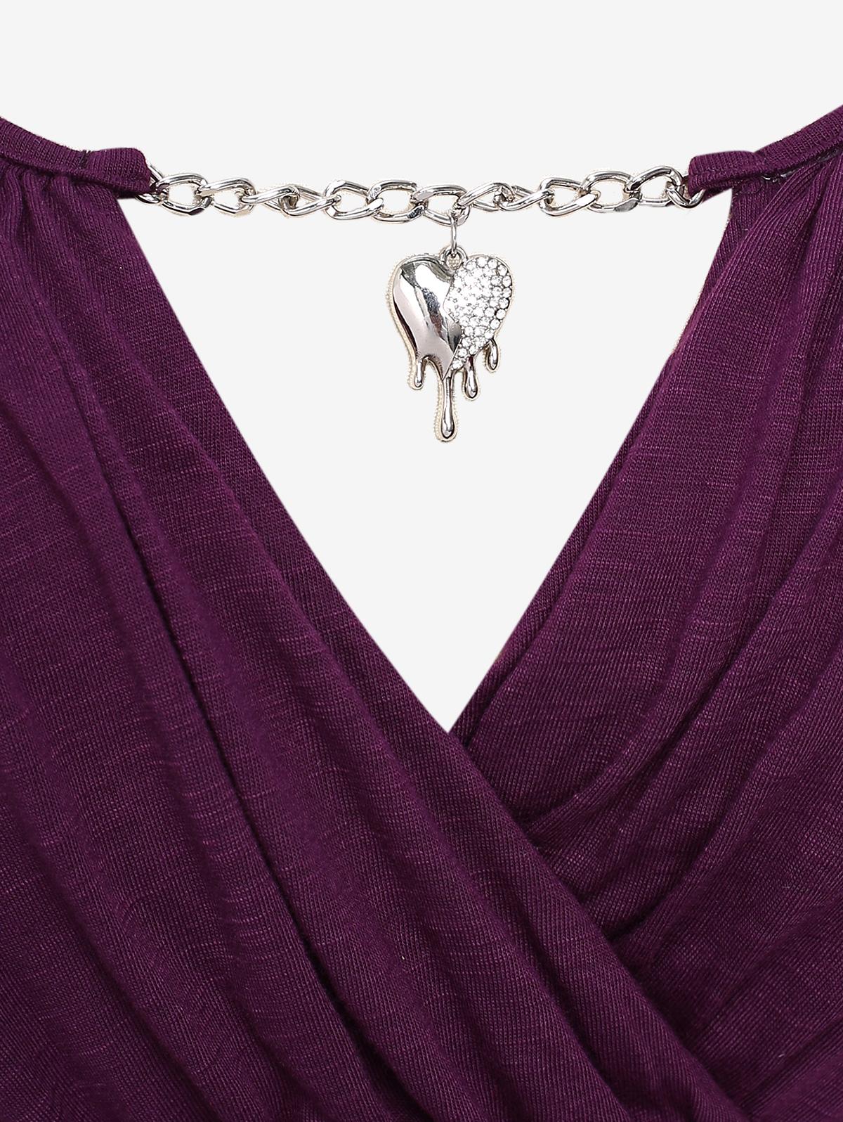 Футболка Rosegal Plus Size с цепочкой и складками в виде салата 5XL фиолетовый/глубокий — фото 3