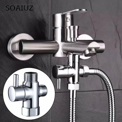 G1/2in 3 Yollu Pirinç Yönlendirme Vanası T-adaptör Dönüştürücü Krom Duş Başlığı için
