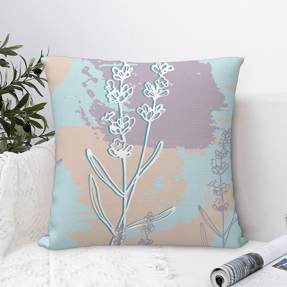 Lavender Flowers Pillow Case Sofa Decorative Home Double-sided Printing Short Plush Cushion Cover Throw Pillow Cover Gifts