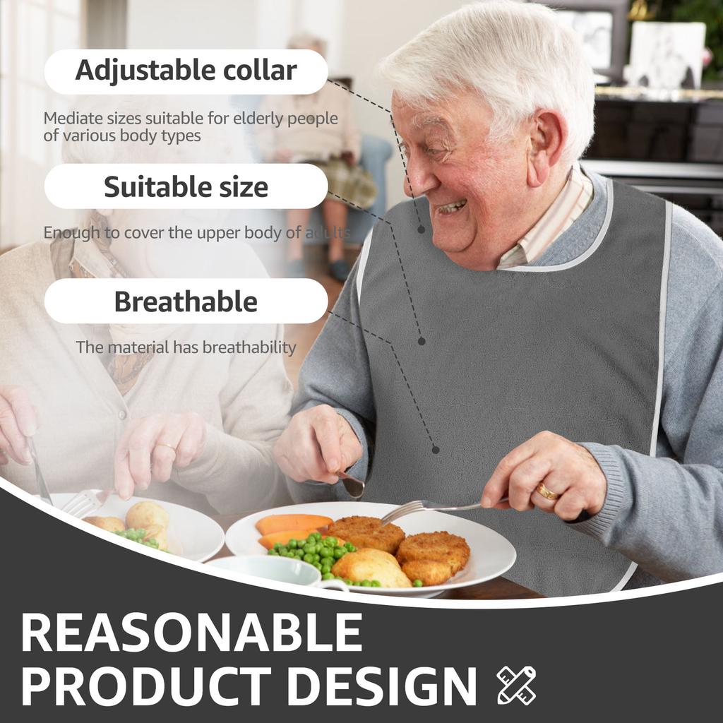 4/12Pcs Adult Bibs Soft Towel Cloth Reusable Elderly Feeding Bibs Clothing Stain Resistant Protectors for Adult Men and Women