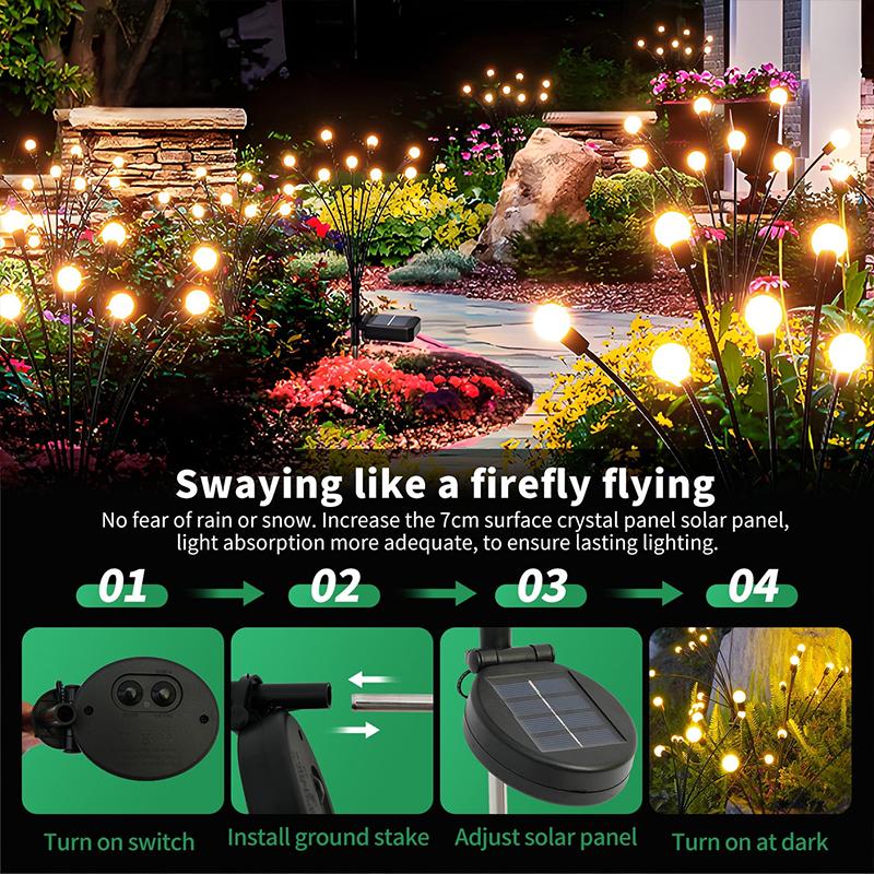 LED Solar Firefly Light Outdoor Garden Decoration Commercial Lighting Landscape Lawn Sway Light Pathway Decoration