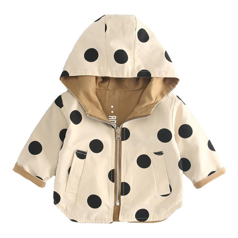 Nuovo Bambini Giacca a vento Cappotti Giacche Neonate Polka Dot Cappuccio Outwear Neonate Cappotti Giacca Abbigliamento Bambini Vestiti Top