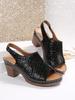 Fashion New fashionable thick-soled fish-mouth sewn European and American women's slippers with crocodile pattern