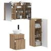 Bathroom Furniture Set 4 Pcs Artisan Oak Engineered Wood and Glass