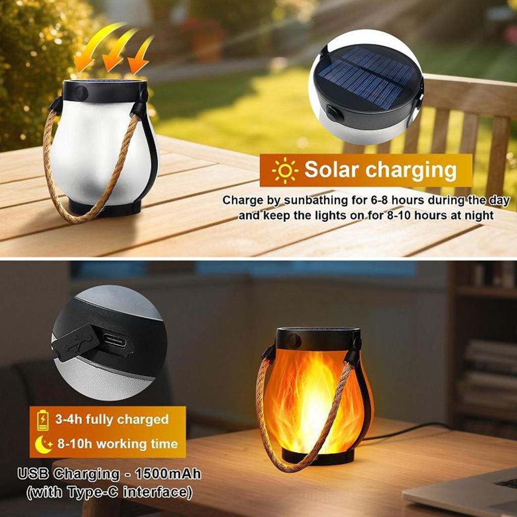 Solar Lantern Flickering Flame Solar Lanterns Weatherproof Waterproof Decoration Light For Party Patio Garden Landscape Backyard