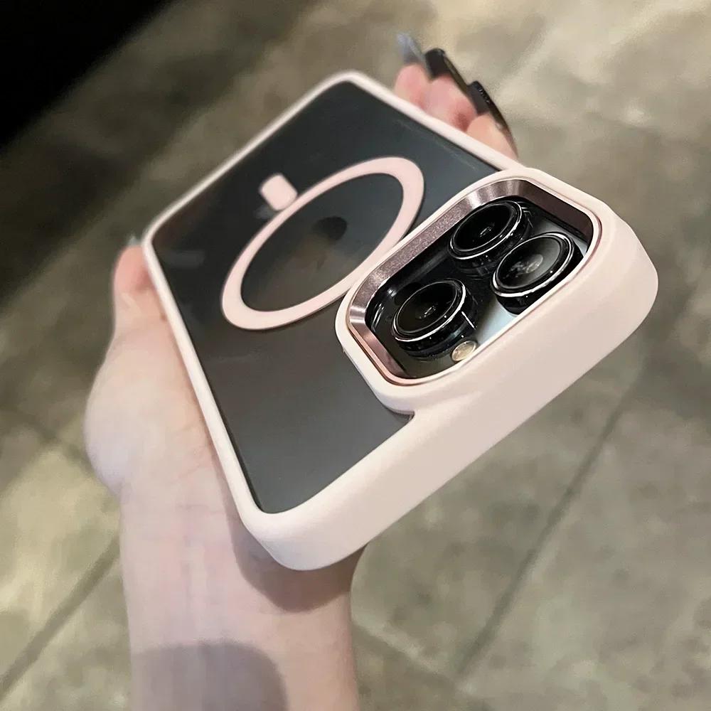 

Роскошный прозрачный магнитный чехол для телефона iPhone 15 14 Plus 13 12 11 Pro Max, противоударный бампер, броня Magsafe, чехол для беспроводной зарядки For iphone15Promax