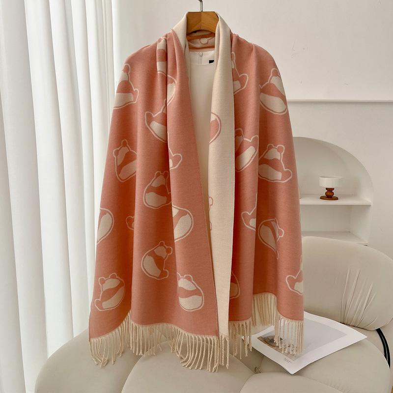 Luxury Brand Cashmere Women Animal Scarf Winter Warm Shawl and Wrap Bandana Pashmina Female Foulard Square Thick Blanket Poncho