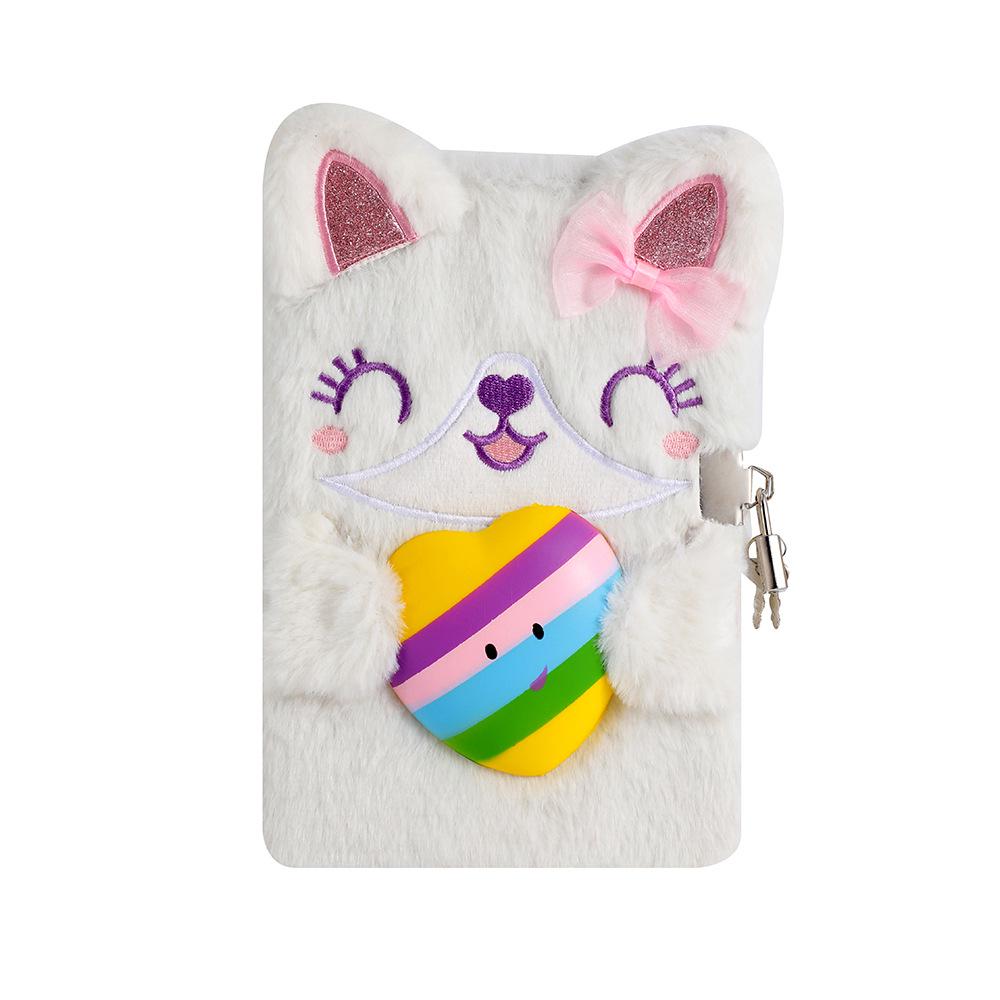 A5 Cartoon Plush Children's Diary with Lock - Cute Girls' Journal for Stress Relief and Gifting