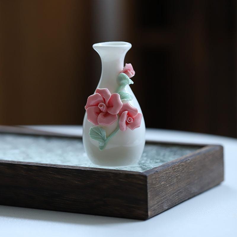 1PCS Chinese Style Ceramic Small Vases Home Decor Mini Retro Toothpick Holder Cotton Swab Storage Jar