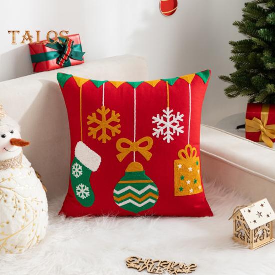 Christmas Throw Pillowcase Colorful Cartoon Theme Print Square Shape Bedroom Living Room Sofa Decoration Pillowcase Pillow Cover