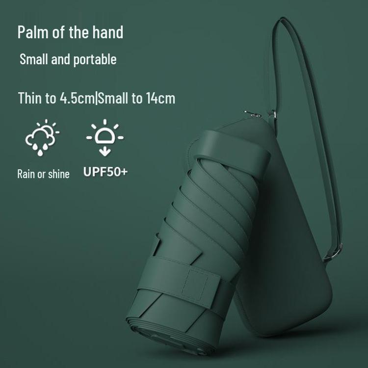 New Macaron Color Five-Fold Ultra-Light Sun Protection Compact Mini Umbrella with Buckle Handle